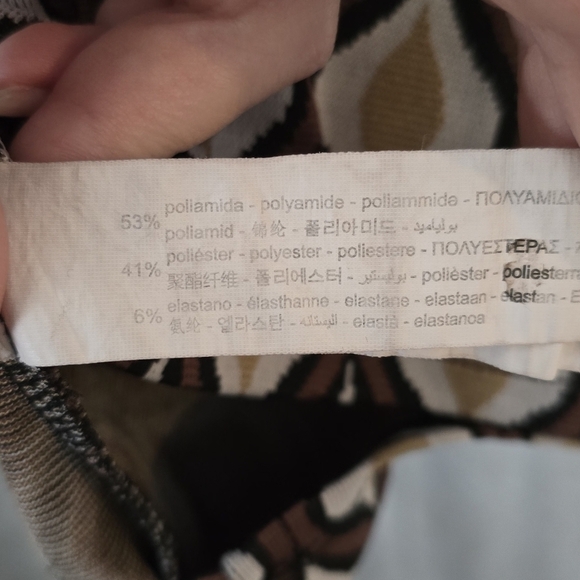 Zara Jacquard Knit Brown Geometric Retro Print Mini Shift Dress Size Small - Picture 4 of 4